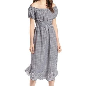 Treasure & bond off the shoulder gingham lightweight dress Small